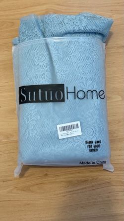 Sutuo Home Light Blue Teal Lace Rod Pocket Sheet Curtains 96” in by 57” in