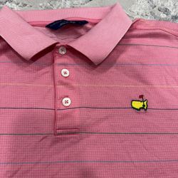 Masters Polo Shirt Clubhouse Collection Striped Pink Men Sz L Made in Italy