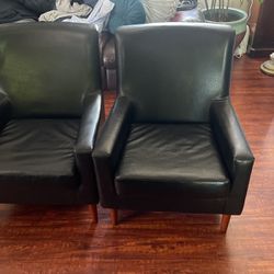 2- Black Bonded Leather Chairs