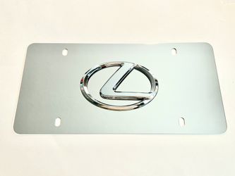 Lexus stainless mirror chrome front license plate with caps