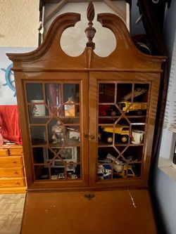Antique Wood Secretary Desk with Hutch