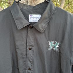 Champion Coaches Jacket University Of Hawaii Mens Medium Black  Nylon NCAA 90’s