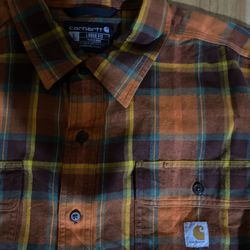 Carhartt Men's Large Heavy Flannel Loose Fit Plaid Shirt