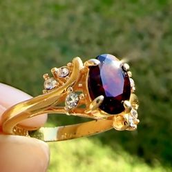 Ruby With Diamonds Gold Ring 