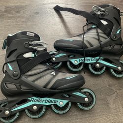 Rollerblade Zetrablade Women’s Size 10 Inline Skates + Wrist Guards