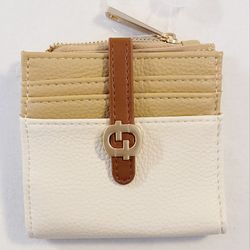 BRAND-NEW Cream & Tan Female Bifold Cardholder Wallet