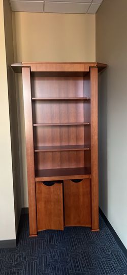 Cherry Wood Bookcase with Lower Cabinet