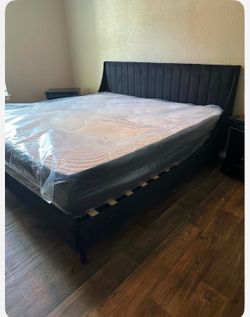 King size bed with mattress black