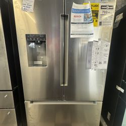 Bosch Refrigerator With Water And Ice In Stainless Steel 