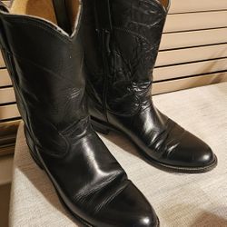 Women's Justin Cora Women's Roper Leather Black Boots Size 9B - Excellent Condition $95 OBO