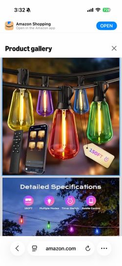 Brand new Outdoor String Lights150ft, Color-Changing Patio Lights, Waterproof, Dimmable, Dual Control, Perfect for Gardens and Yards