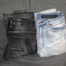 2 Pairs Of Stacked Jeans