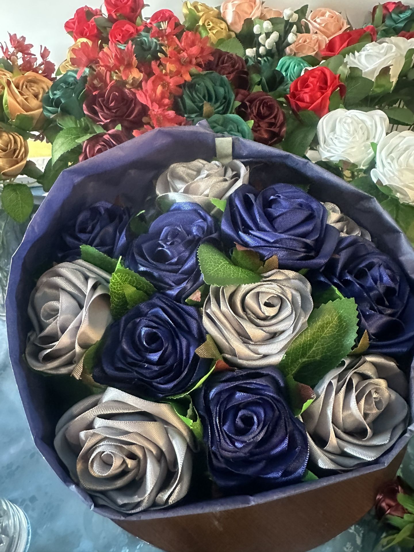 Holiday Ribbon Roses Handmade