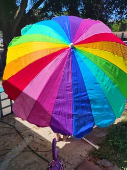 Large Rainbow Beach Patio Umbrella
