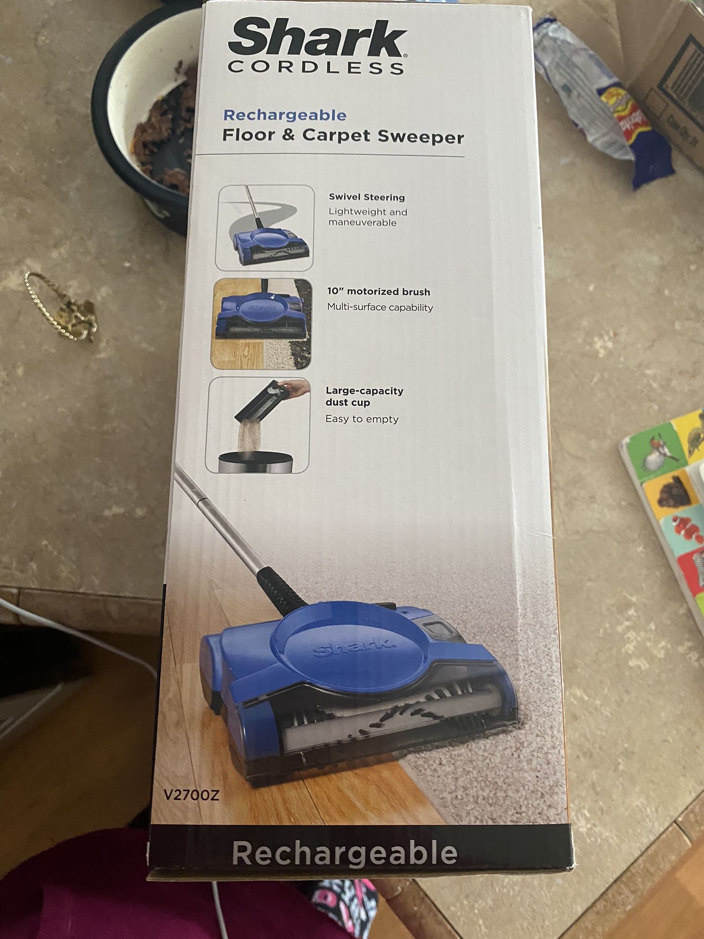 Shark Cordless Rechargeable Floor & Carpet Sweeper V2700Z