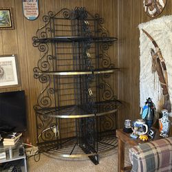 2 vintage wrought iron corner shelf’s