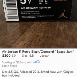 Air Jordan 11 Retro Black/Concord “Space jam”