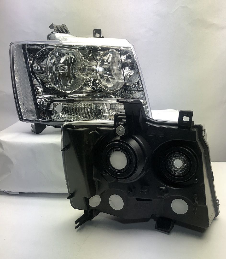 Par De Faros Cromados Para Chevy Avalanche, Suburban Y Tahoe 2007-2014 – Reemplazo Directo, Halogenuros