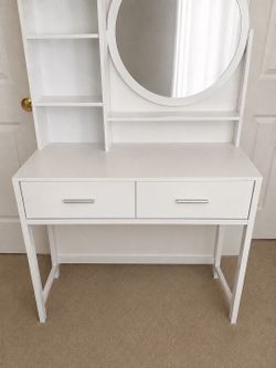 Used White vanity with mirror and light