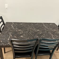 Marble Dining Table w/ 4 Chairs