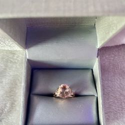 Oval Morganite and 1/10 CT T.W Diamond Ring in 10K Rose Gold - Size 6.5 - NEW!