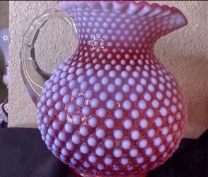Vintage 1950 Fenton Hobnail Cranberry Pitcher Fenton Size: 8" Height