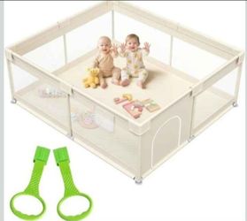 Mloong Large Baby Playpen for Toddler - 69×59in Babies Play Pen Playard Active Center Beige