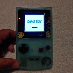 *NINTENDO* GAME BOY COLOR (W/ BACKLIT SCREEN & GLOW IN THE DARK SHELL) + GAME