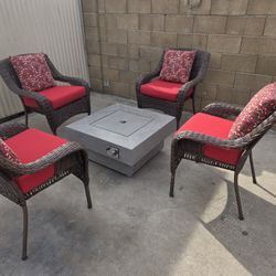Patio Set With Fire Pit Table 