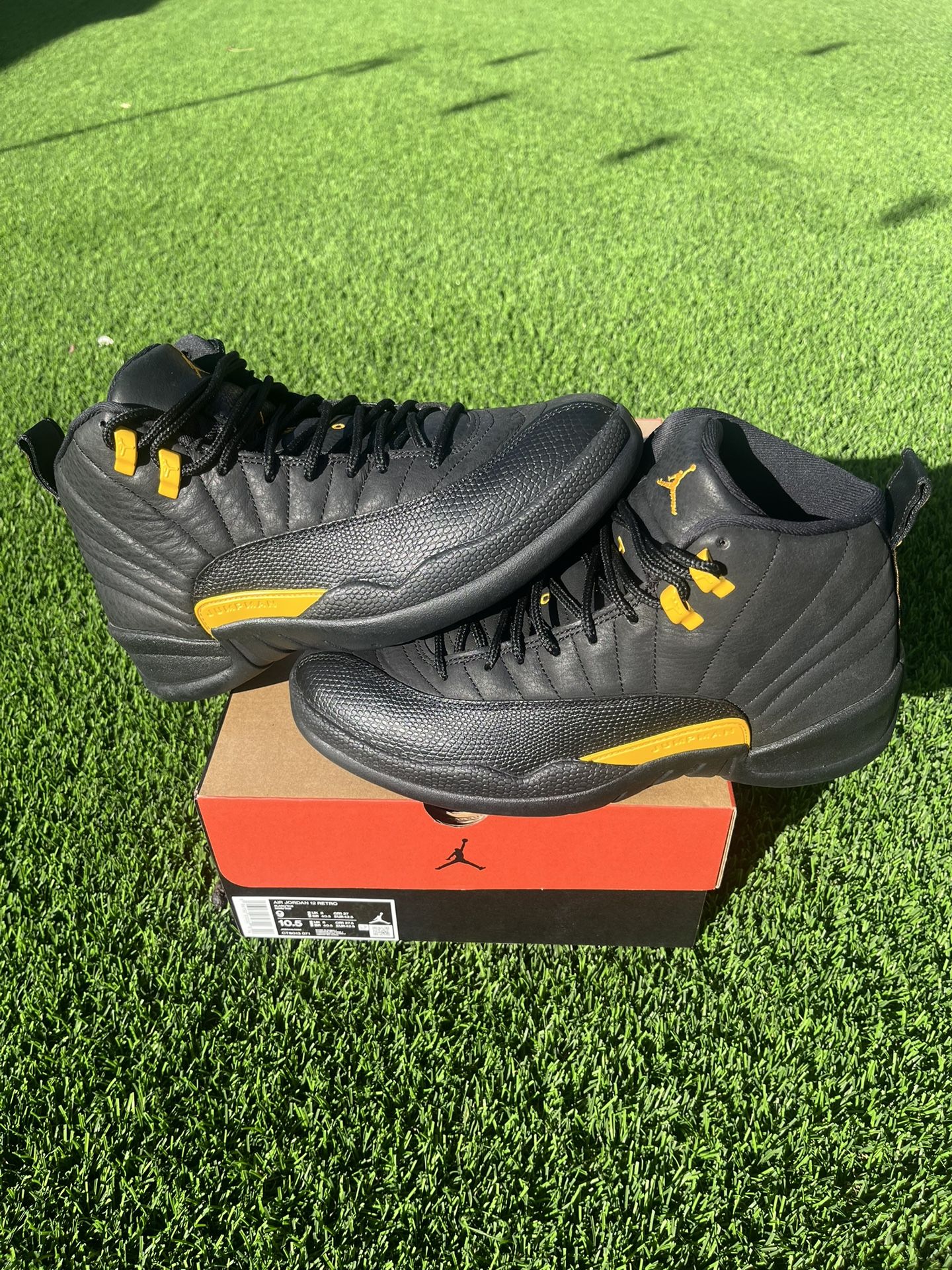 Jordan 12 Retro Black Taxi Gold - Size 9 mens