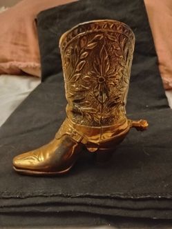 Vintage Brass Cowboy Boot Figurine