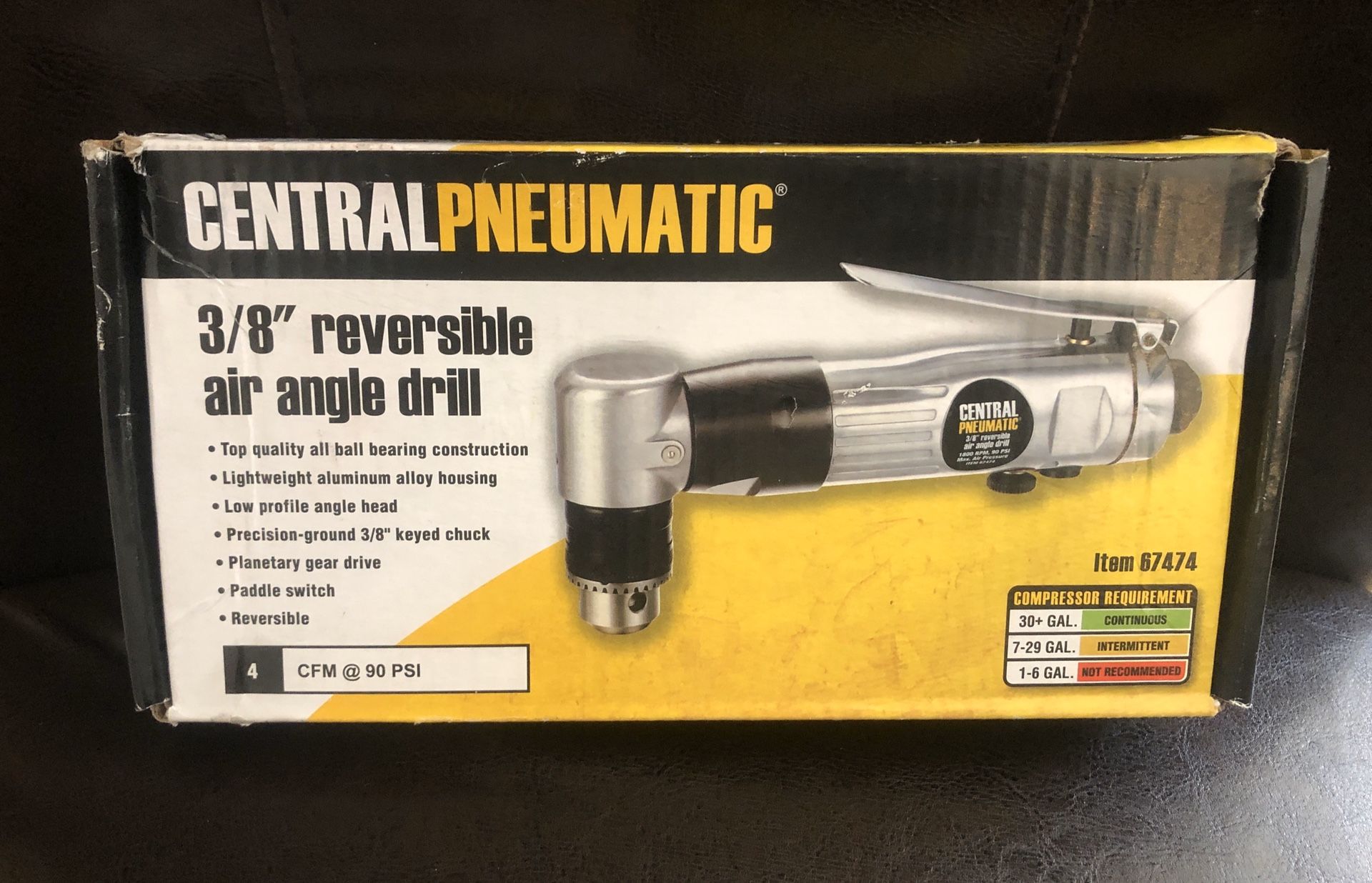 90PSI 3/8” Reversible Air Angle Drill