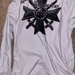 affliction like studded button up