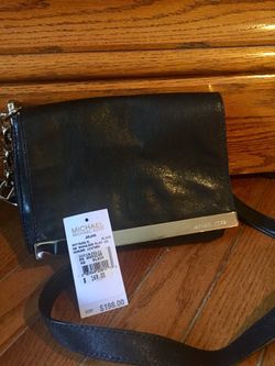 Authentic Michael Kors Small Black Julian Leather Flap Shoulder Bag