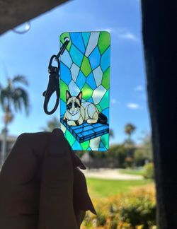 Hand Made Cat Stained Art Keychain