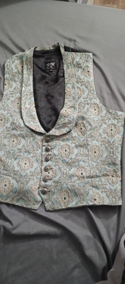 SHRINE MONTE CRISTO GREEN BROCADE ARISTOCRAT VICTORIAN VAMPIRE VINTAGE VEST XL