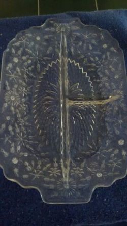 Vintage pressed Glass divided snack tray