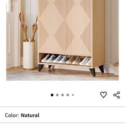 Tribesigns Shoe Cabinet with Doors, 6-Tier Entryway Shoe Storage Cabinet with Adjustable Shelves, Modern Wooden Shoe Organizer Cabinet for Living Room