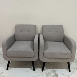 Set of 2 Gray Accent Chairs – Like New!