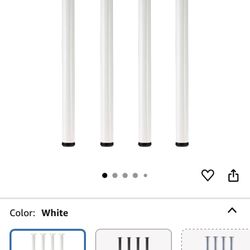 QLLY 30 inch Adjustable Tall Metal Desk Legs, Office Table Furniture Leg Set, Set of 4 (30 inch, White)