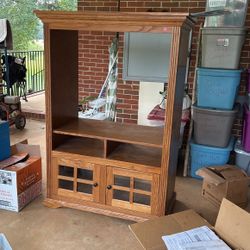 Large Solid Oak Entertainment Center