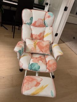 Brand New Pink Floral Executive Office Chair – Reclining with Footrest