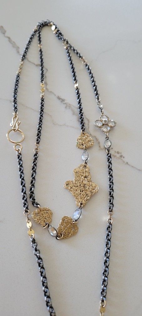 Silver And Gold Plated Necklace 