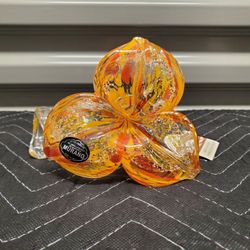 Murano Style Amber Decorative Flower Glass, Twisted Stem