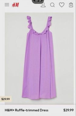 NEW H&M Women Purple Ruffle Trimmed Cotton Midi Maxi Vacation Casual Dress Size S