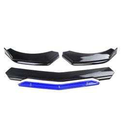 Brand New 5PCS UNIVERSAL GLOSSY BLACK / BLUE FRONT BUMPER LIP SPLITTER KIT