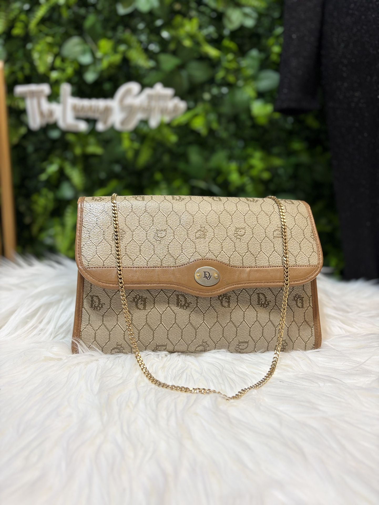Vintage Christian Dior Honeycomb Canvas Crossbody Bag