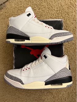 Size 13 (Pre owned, comes with OG box) - Air Jordan 3 retro white cement reimagined