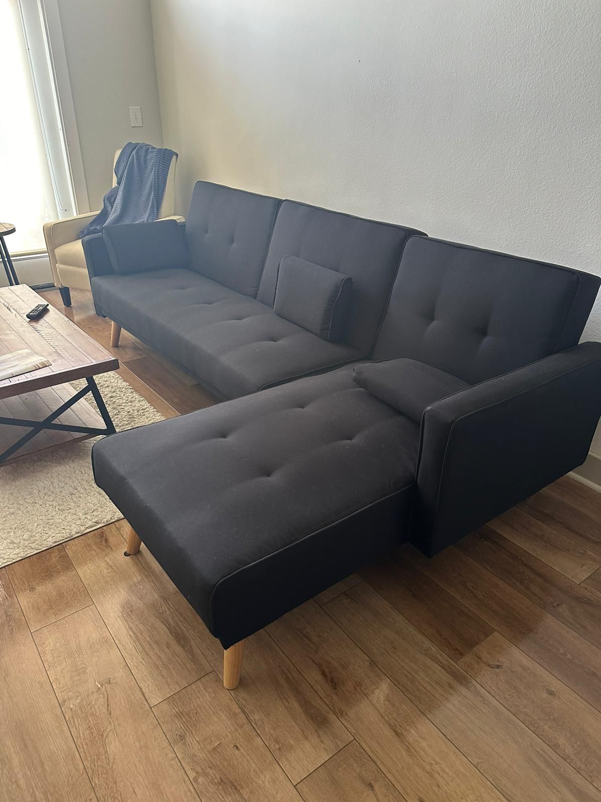 Black Sectional Couch Futon Style