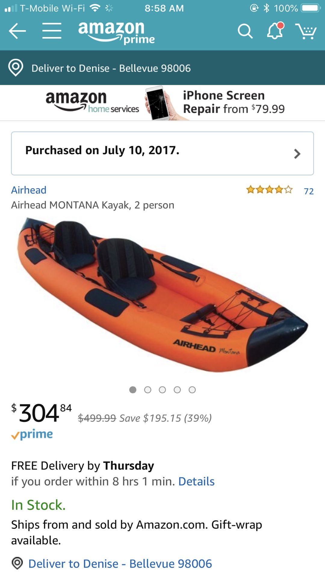 Airhead 2 person inflatable kayak